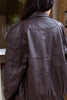 Vintage genuine leather dark brown bomber jacket