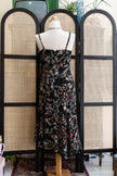 90s Floral Midi with Ruffle Neckline