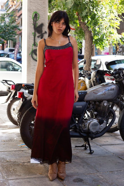 Gorgeous 100% silk maxi dress with beading detailing