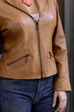 Vintage light brown leather jacket (M)
