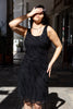 Vintage 100% Silk black beaded sheer overlay dress
(M)