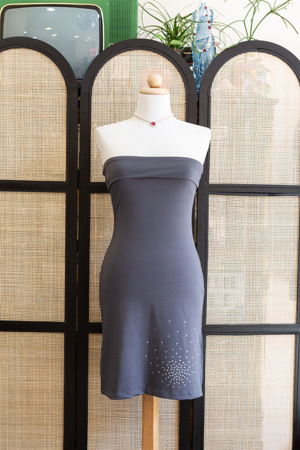 Super hot strapless bodycon dress with rhinestones