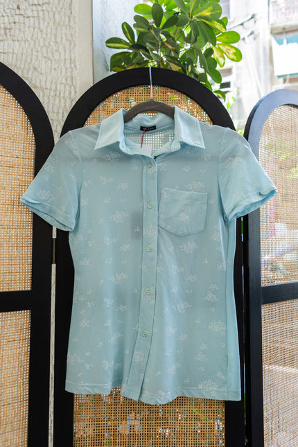 Light Blue Floral Button-Up Shirt