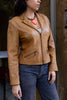 Vintage light brown leather jacket (M)