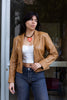 Vintage light brown leather jacket (M)