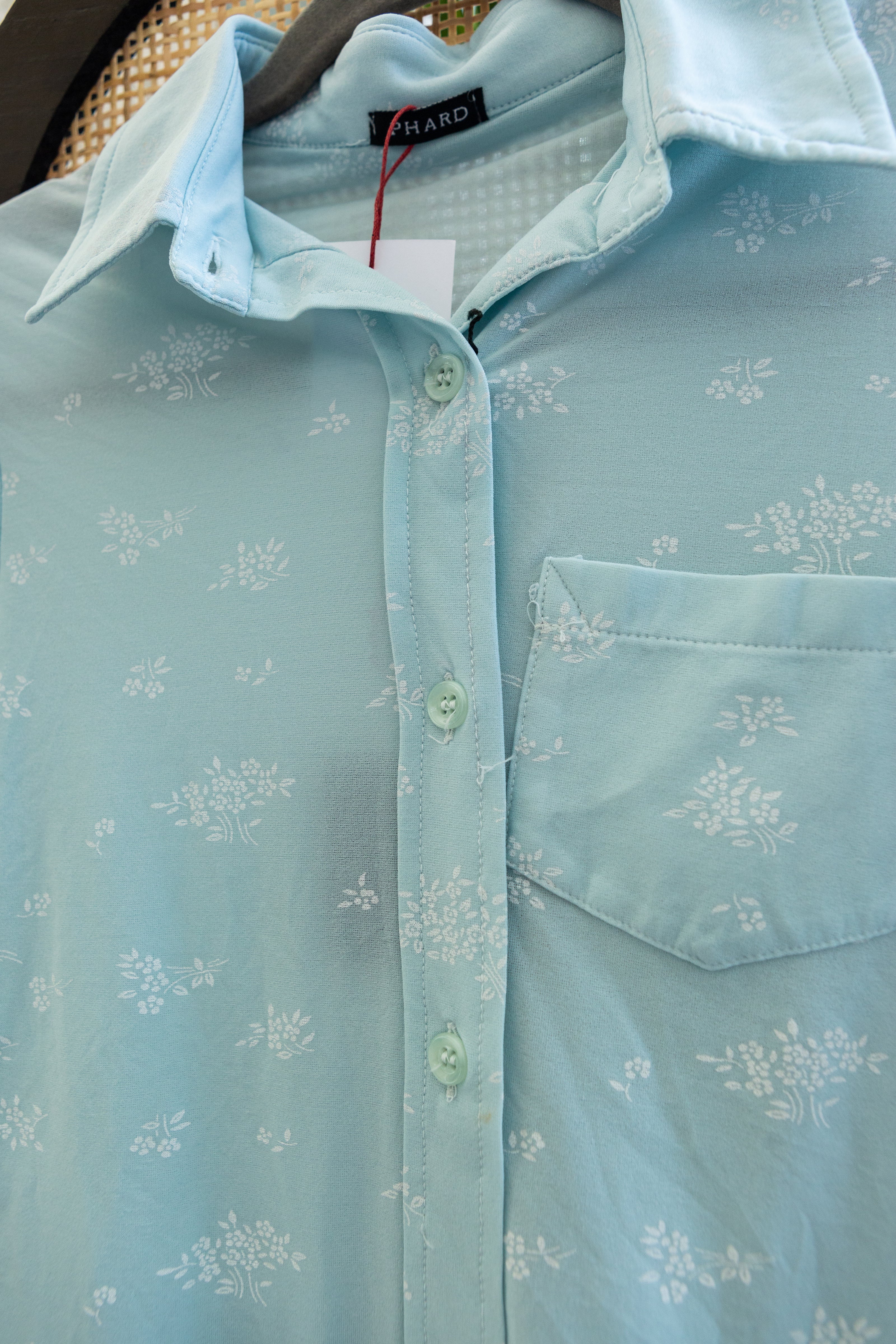 Light Blue Floral Button-Up Shirt