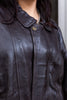 Vintage genuine leather dark brown bomber jacket