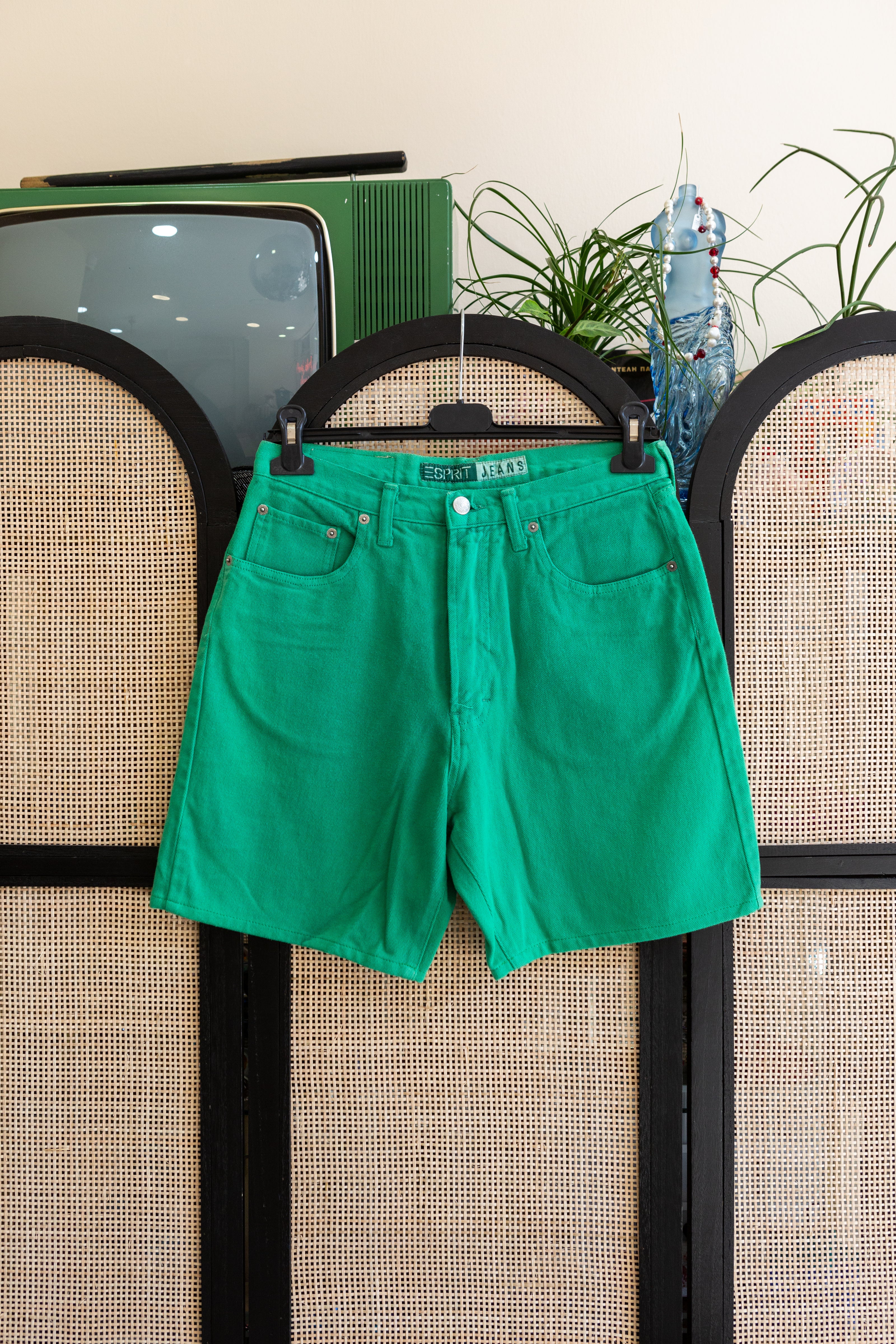 Ηandpainted Esprit Green denim shorts