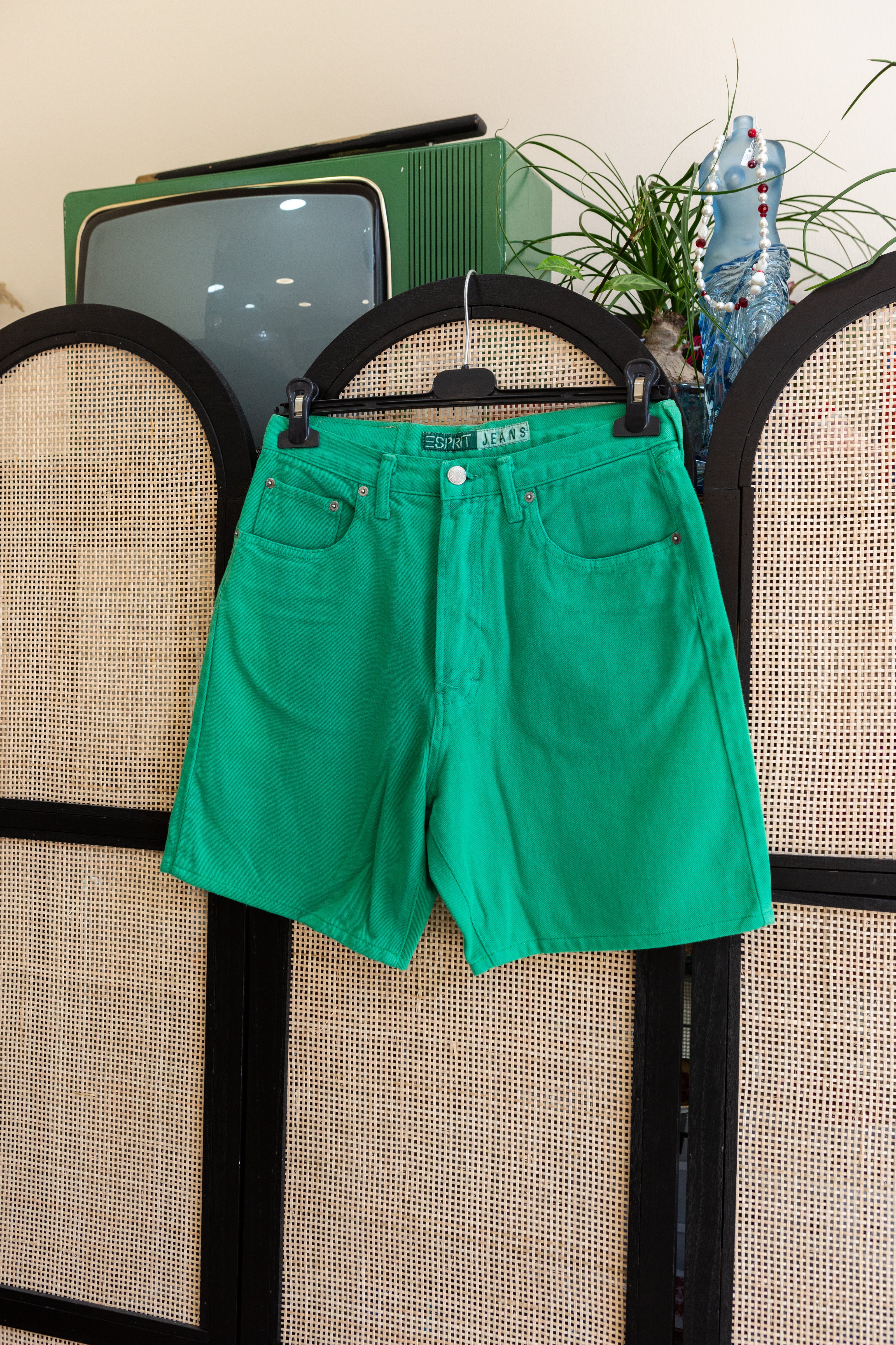 Ηandpainted Esprit Green denim shorts