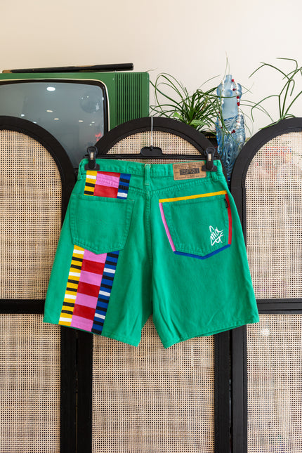 Ηandpainted Esprit Green denim shorts