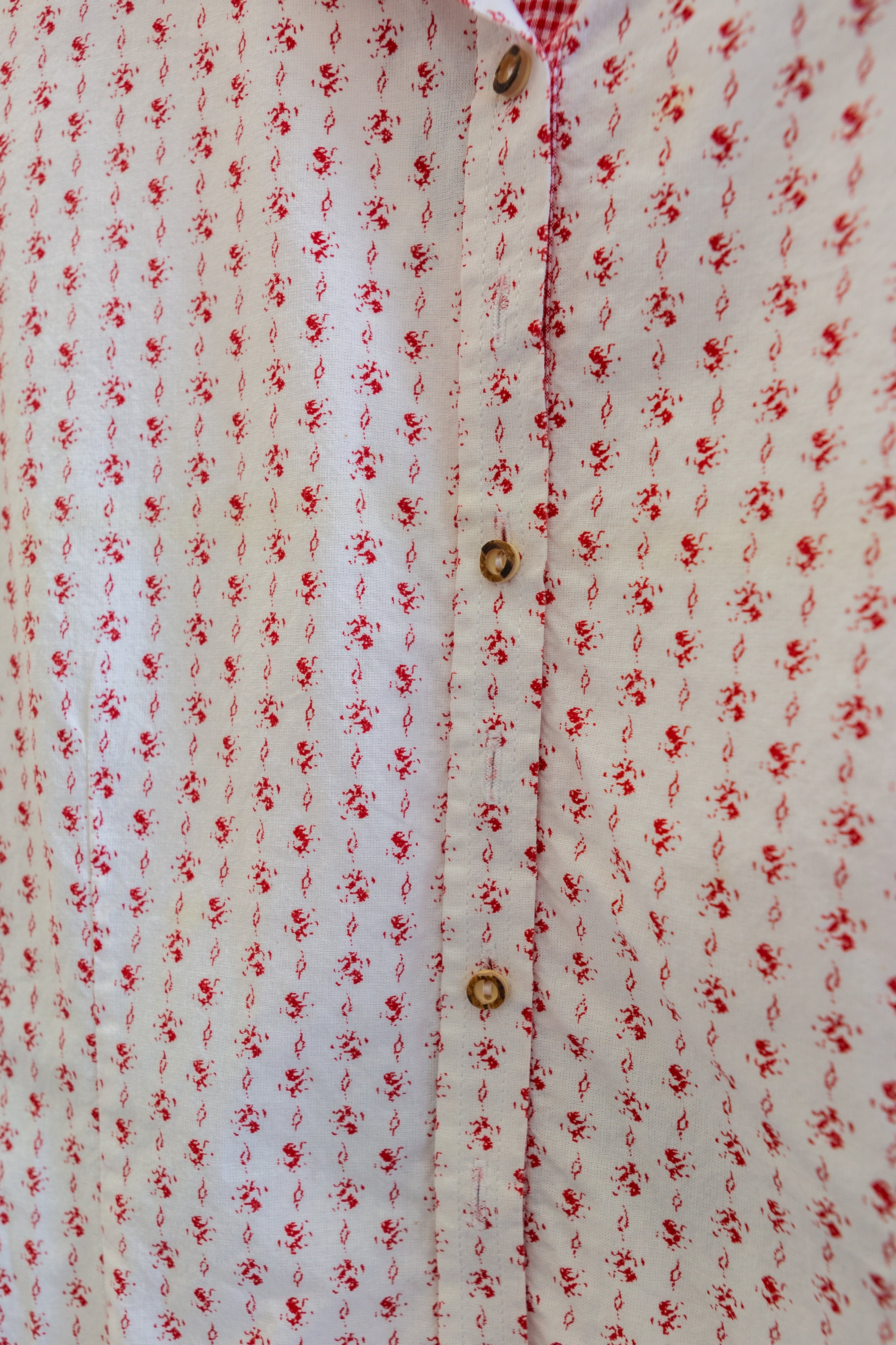 White Patterned Button-Up Shirt