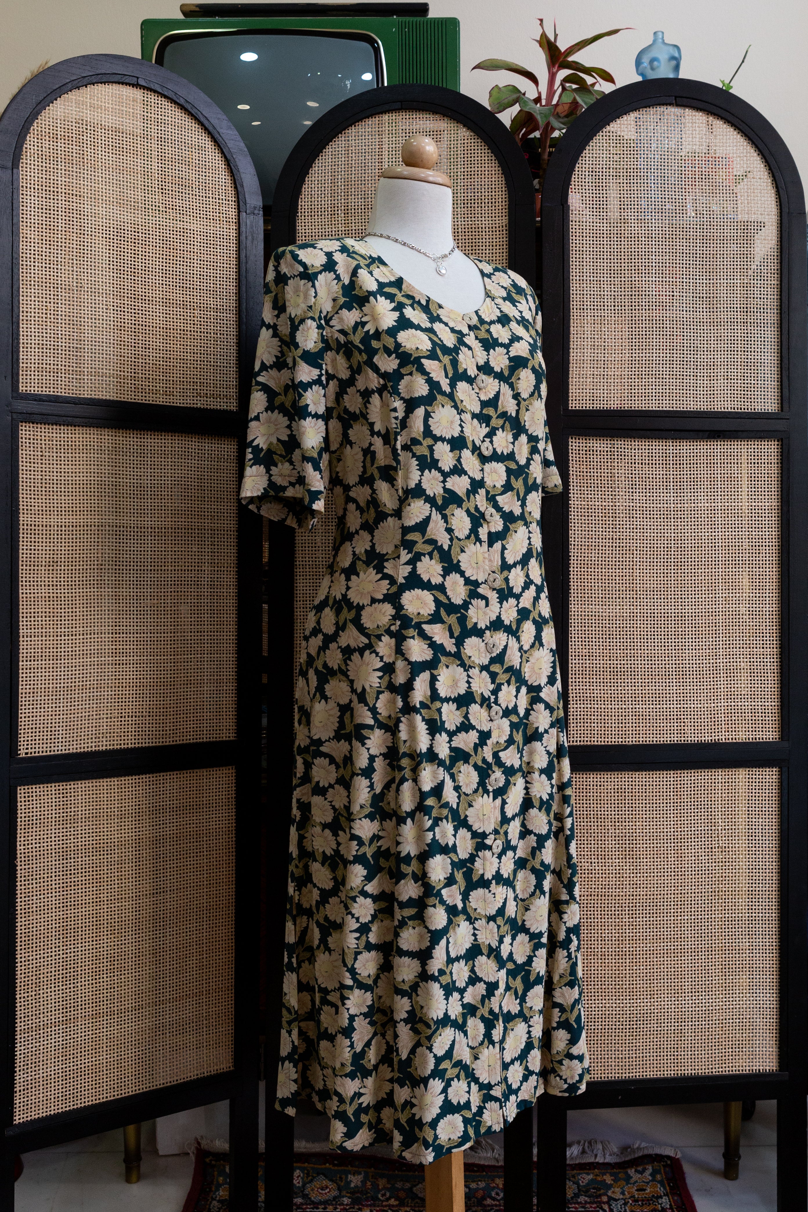 FRANKEN WALDER vintage floral button up dress