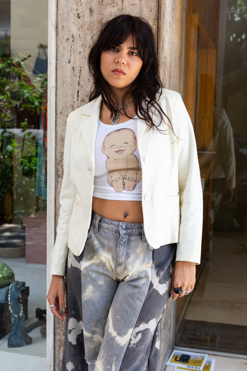 Vintage white leather jacket