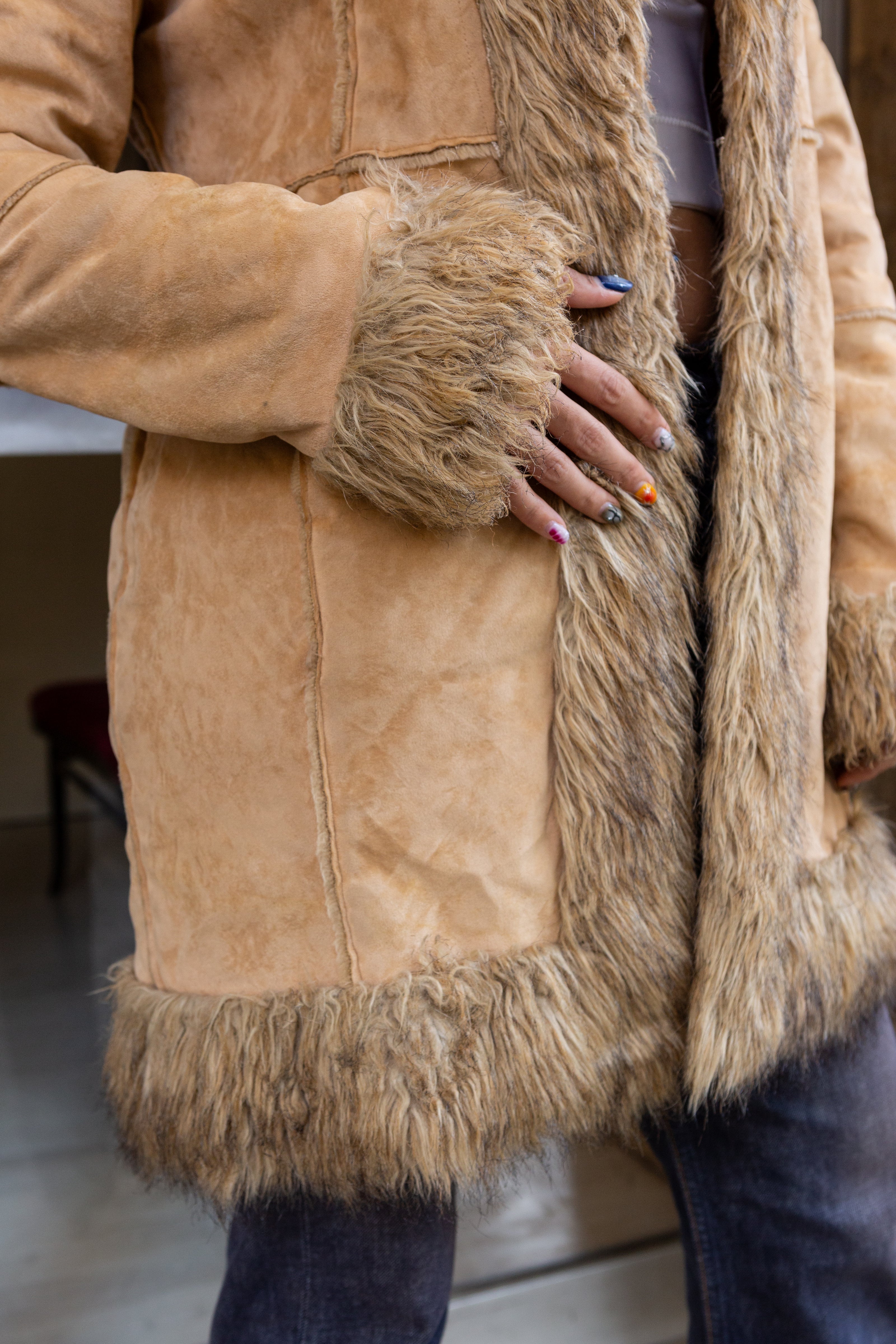 Super hot Y2K faux afghan coat (M/L)