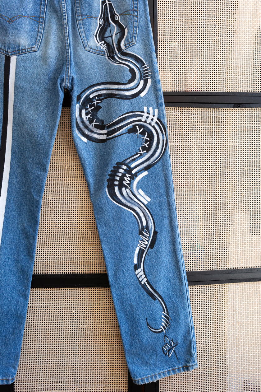 Handpainted high waisted jeans
