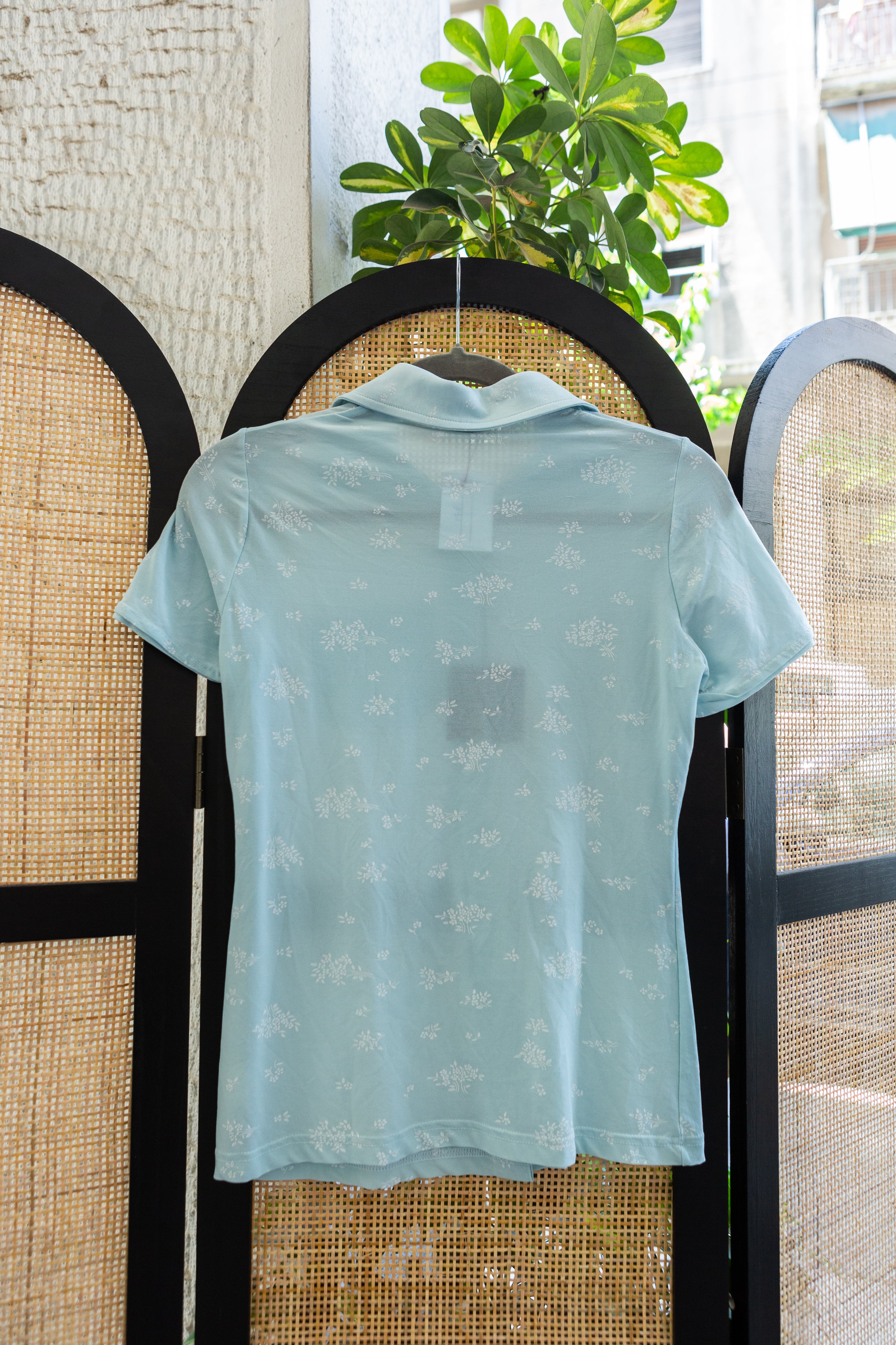 Light Blue Floral Button-Up Shirt