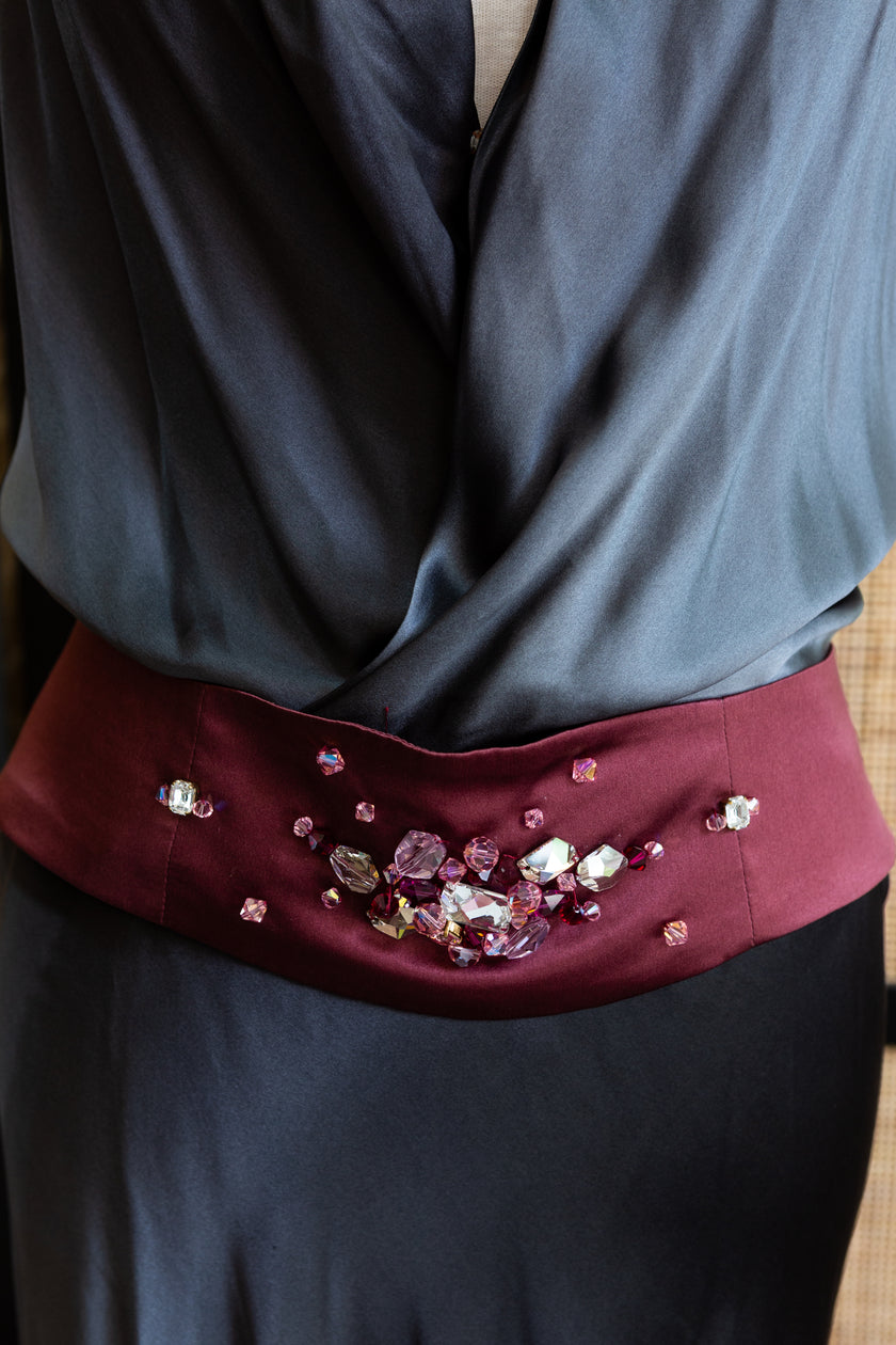 Zinas 100% silk Glamorous Ombre Satin Evening Gown