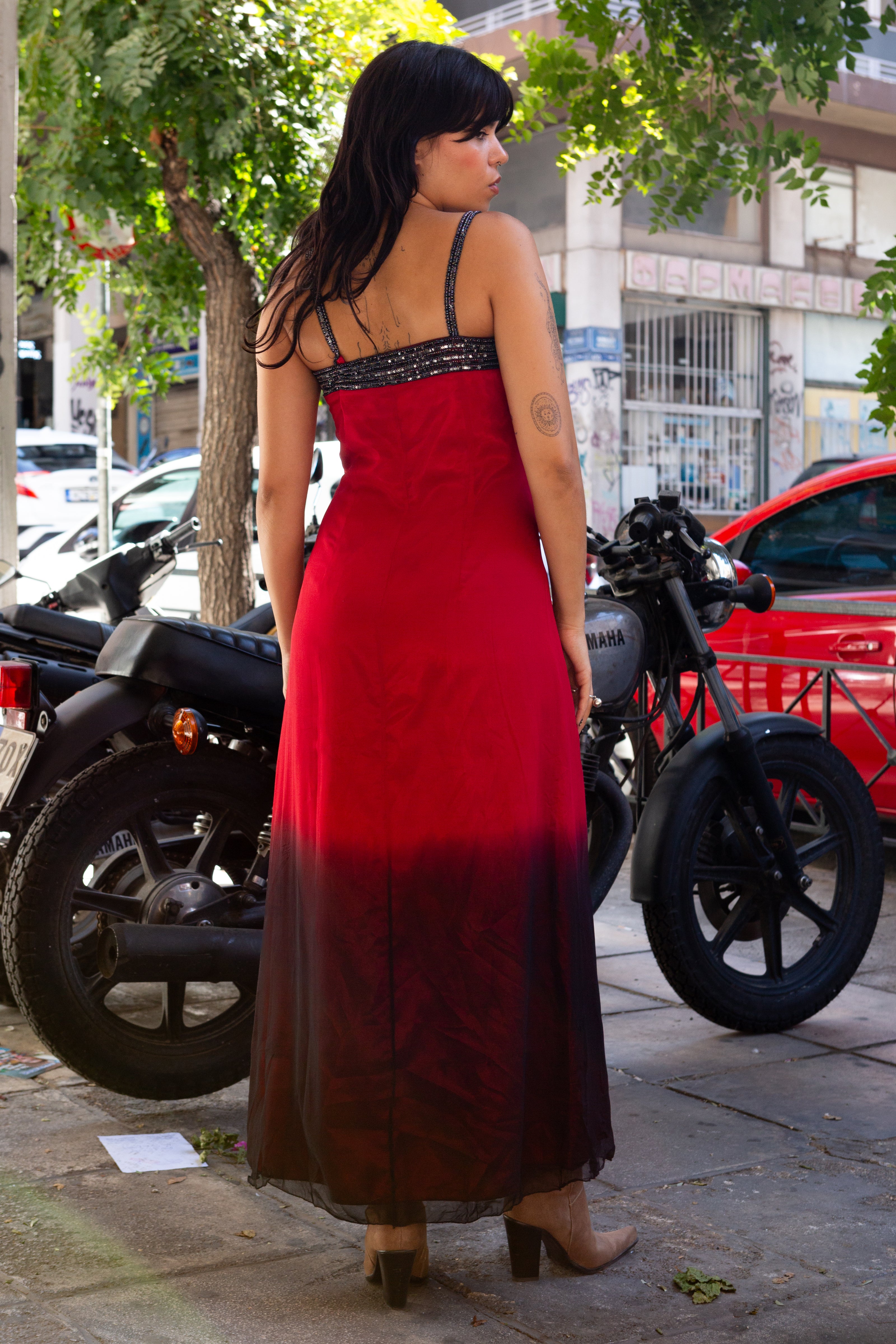 Gorgeous 100% silk maxi dress with beading detailing