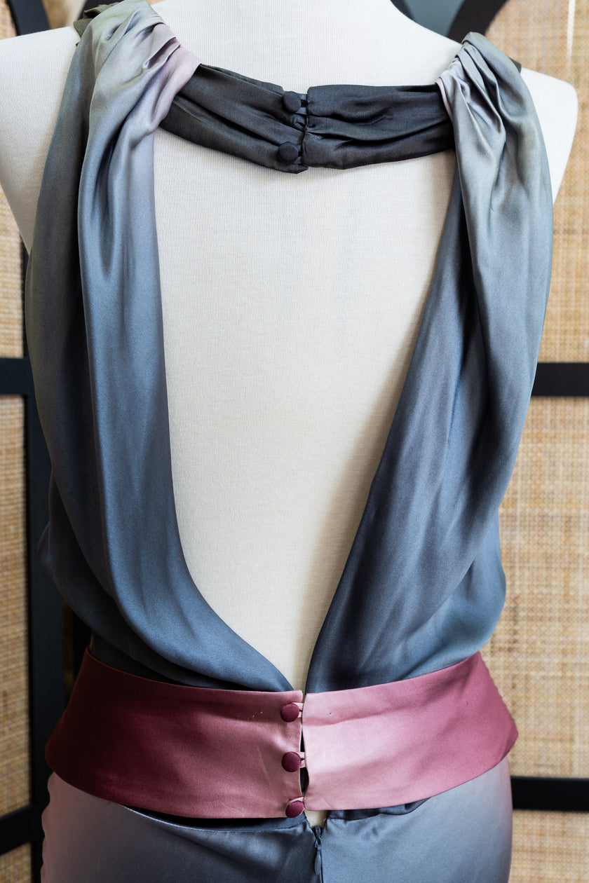 Zinas 100% silk Glamorous Ombre Satin Evening Gown