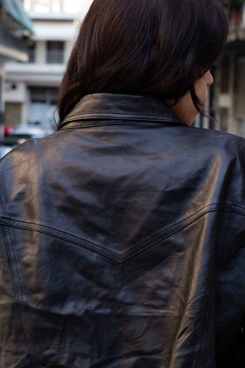 Vintage leather bomber jacket (L)