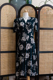 Beautiful dark green floral vintage style dress