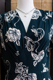 Beautiful dark green floral vintage style dress