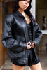 Vintage genuine leather balck bomber jacket