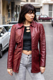 Vintage burgundy red genuine leather jacket (made in Italy) (S/M)