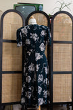 Beautiful dark green floral vintage style dress