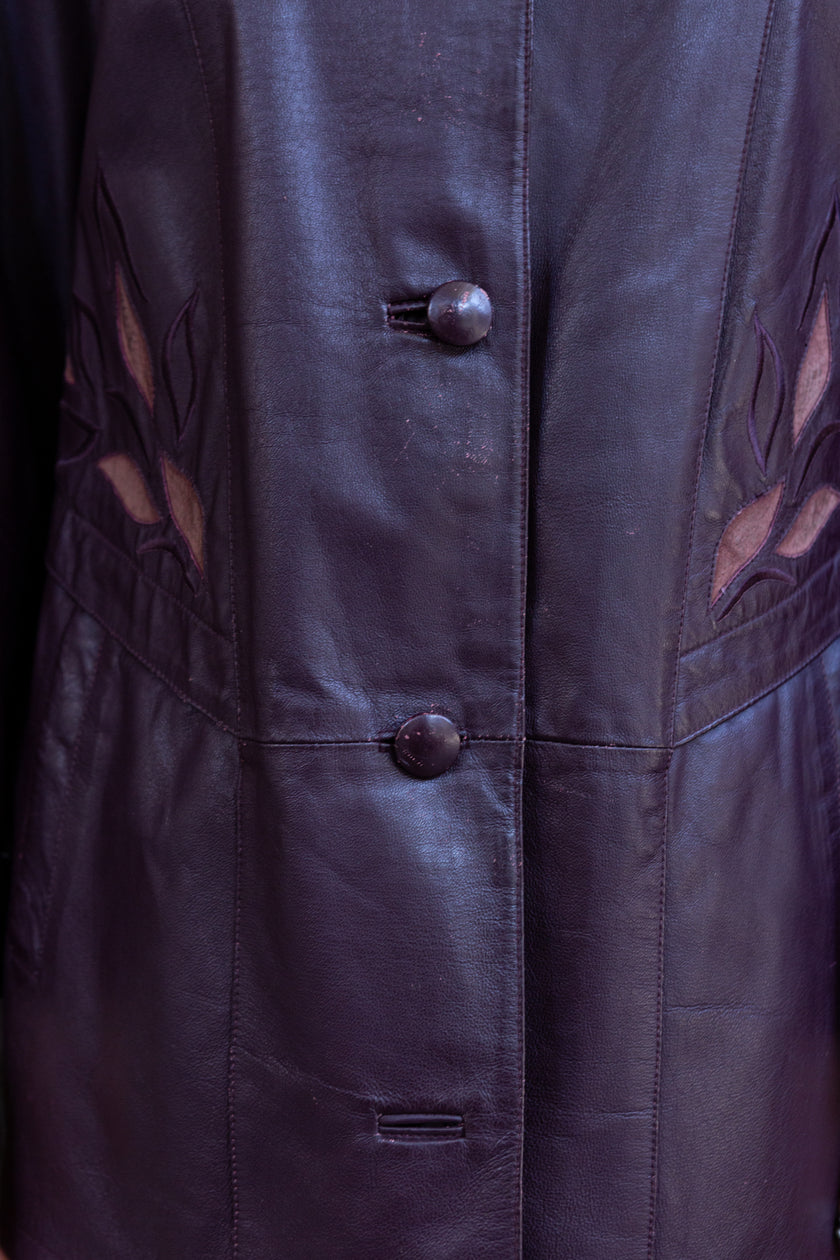 Vintage purple genuine leather jacket (M/L)
