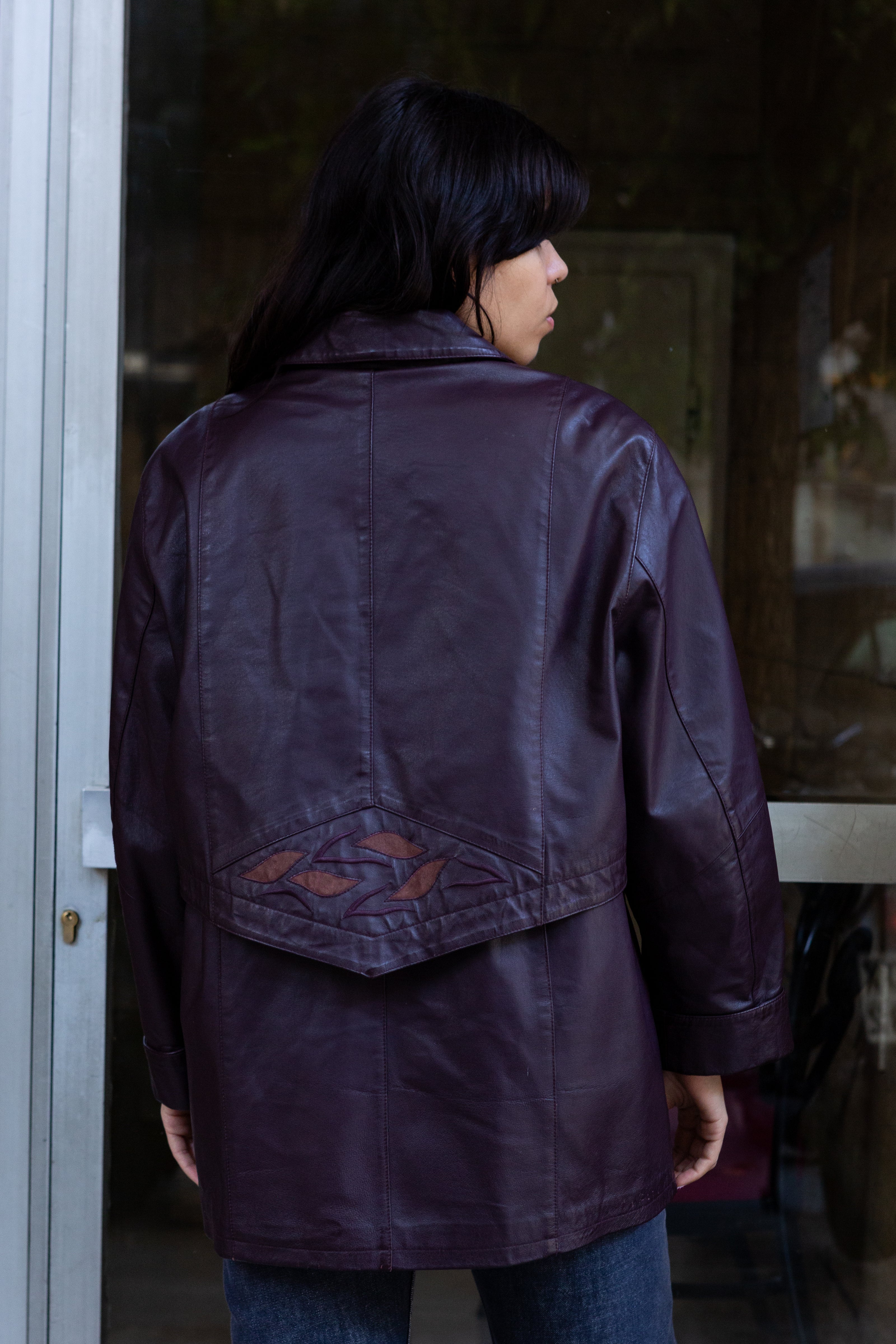 Vintage purple genuine leather jacket (M/L)