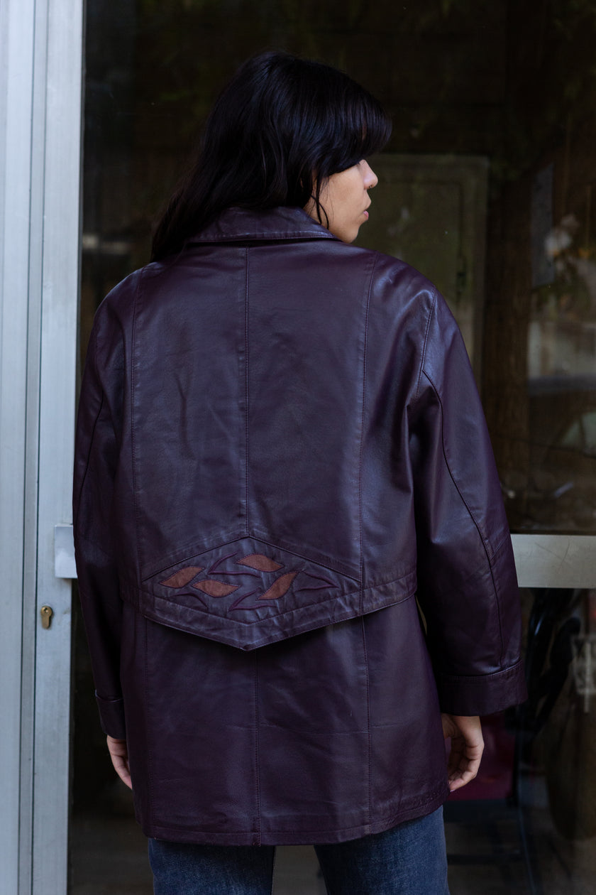 Vintage purple genuine leather jacket (M/L)