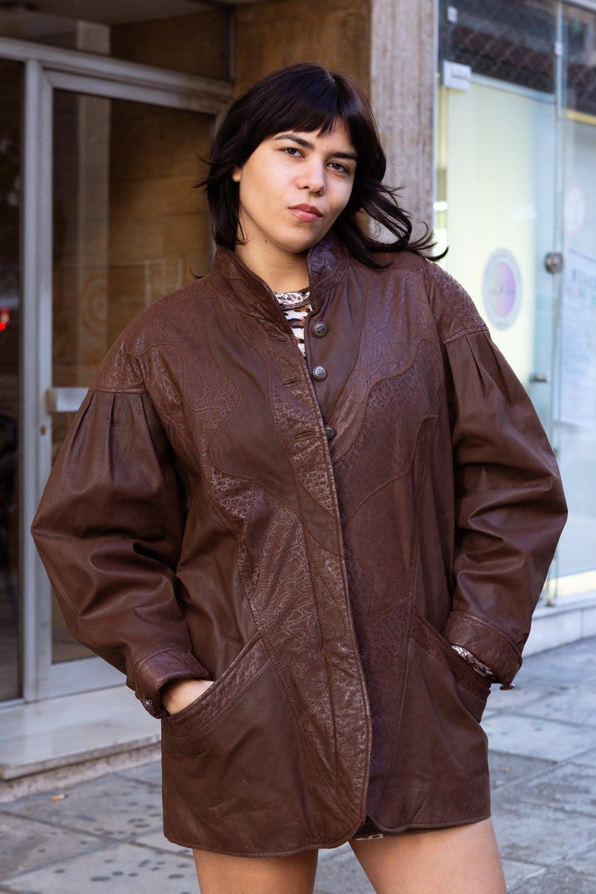 Super hot 100% viscose brown jacket (L)