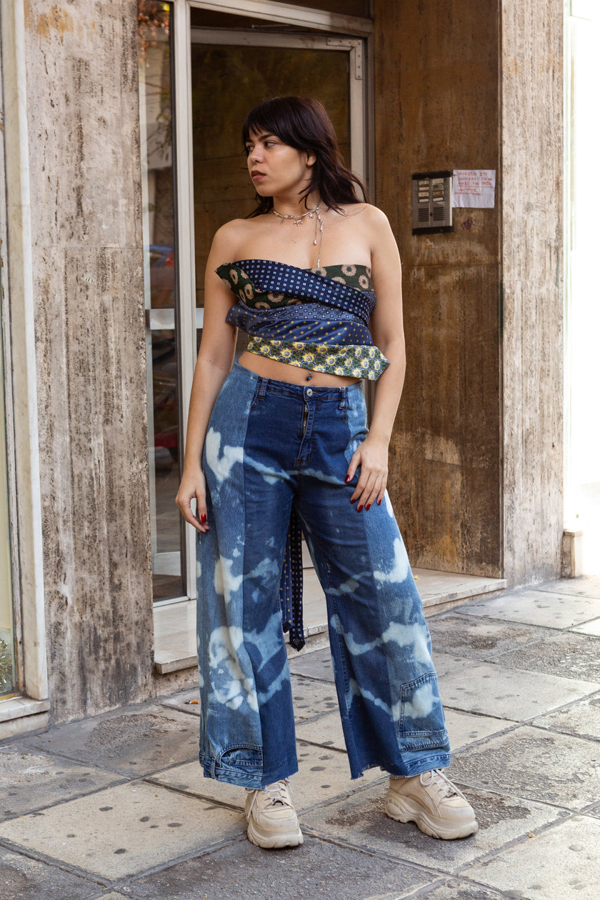 Cosette super hoy up-cycled top with vintage ties