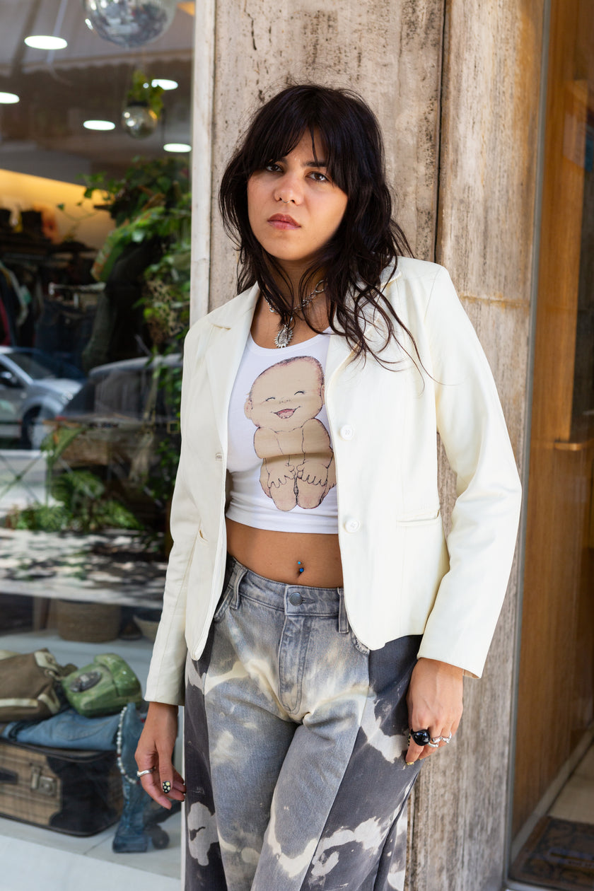 Vintage white leather jacket