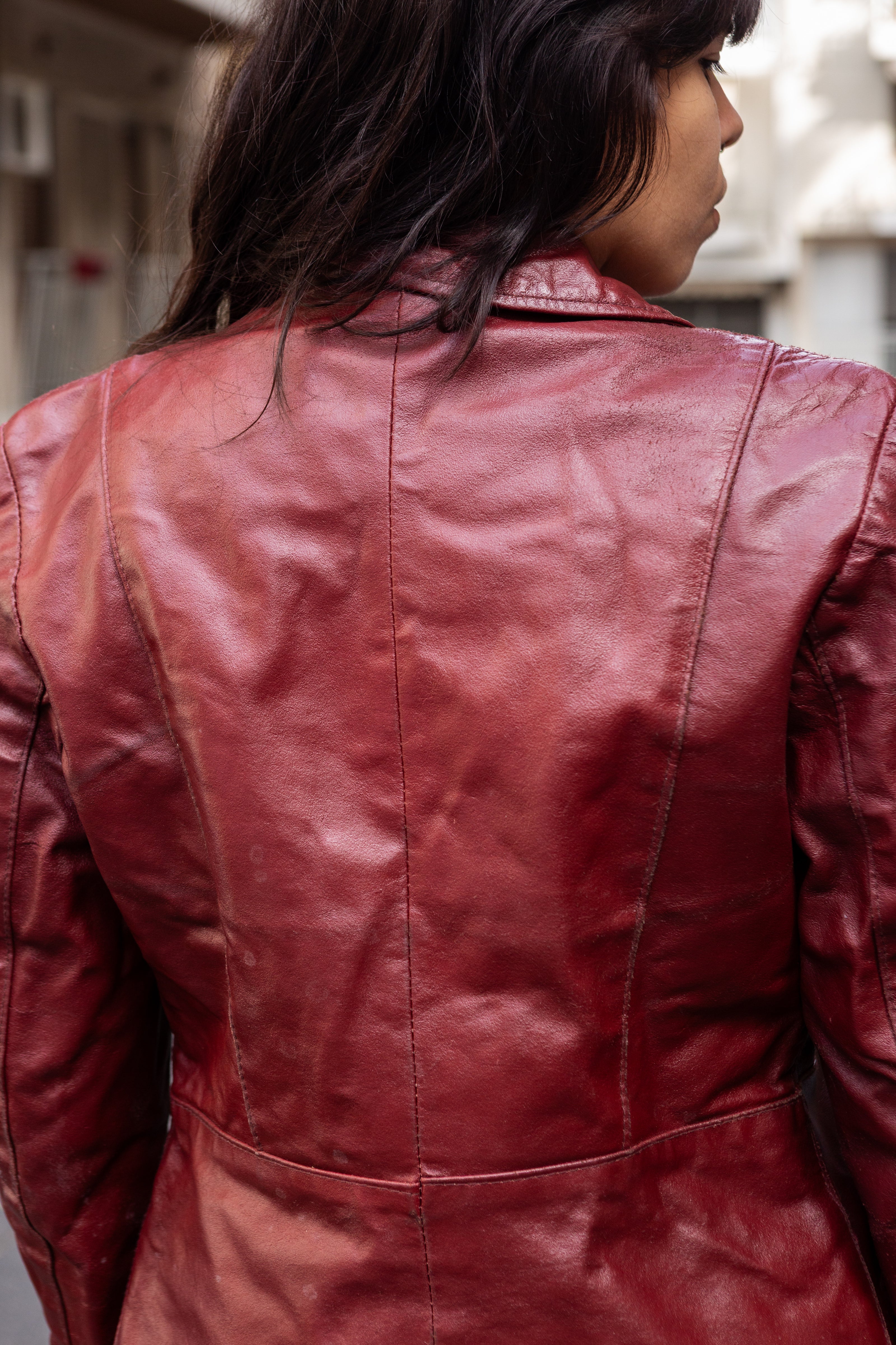 Vintage burgundy red genuine leather jacket (made in Italy) (S/M)