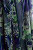 Vintage Sheer Secretary Blouse – Green Floral Stripes with Neck Tie & Covered Buttons