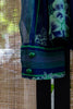 Vintage Sheer Secretary Blouse – Green Floral Stripes with Neck Tie & Covered Buttons