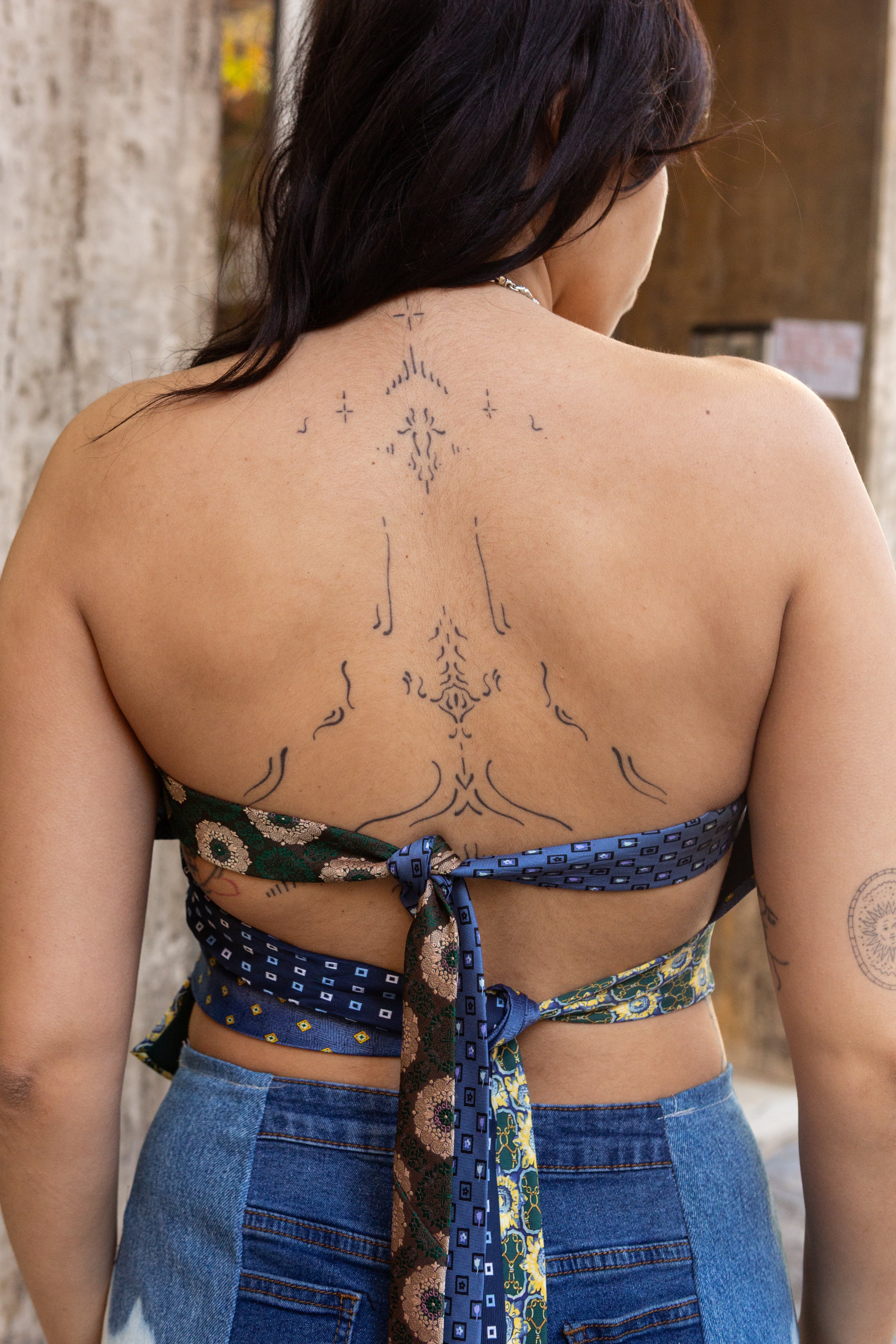 Cosette super hoy up-cycled top with vintage ties