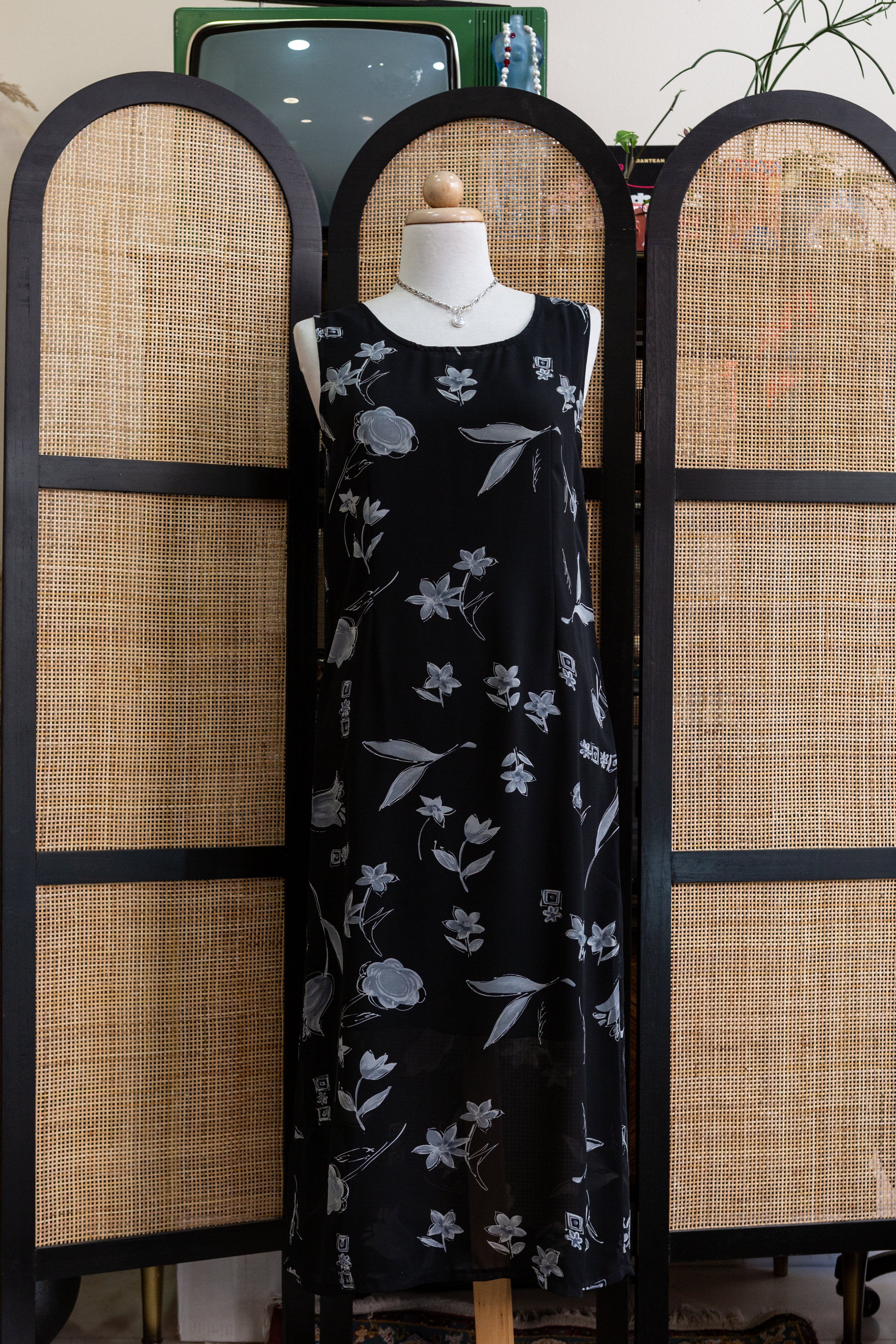 Vintage floral mesh overlay dress