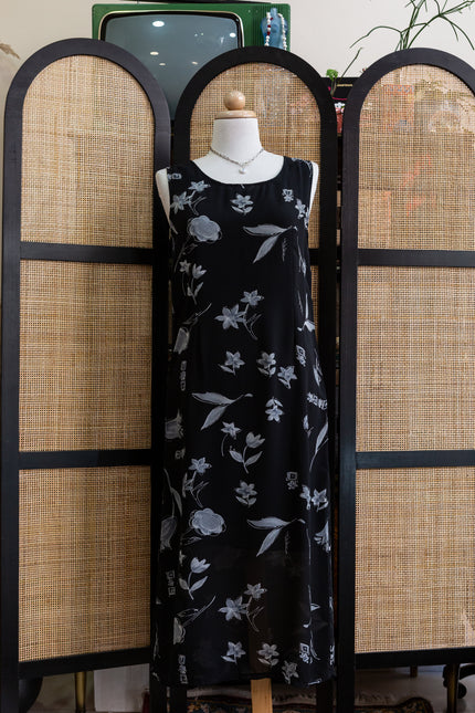 Vintage floral mesh overlay dress