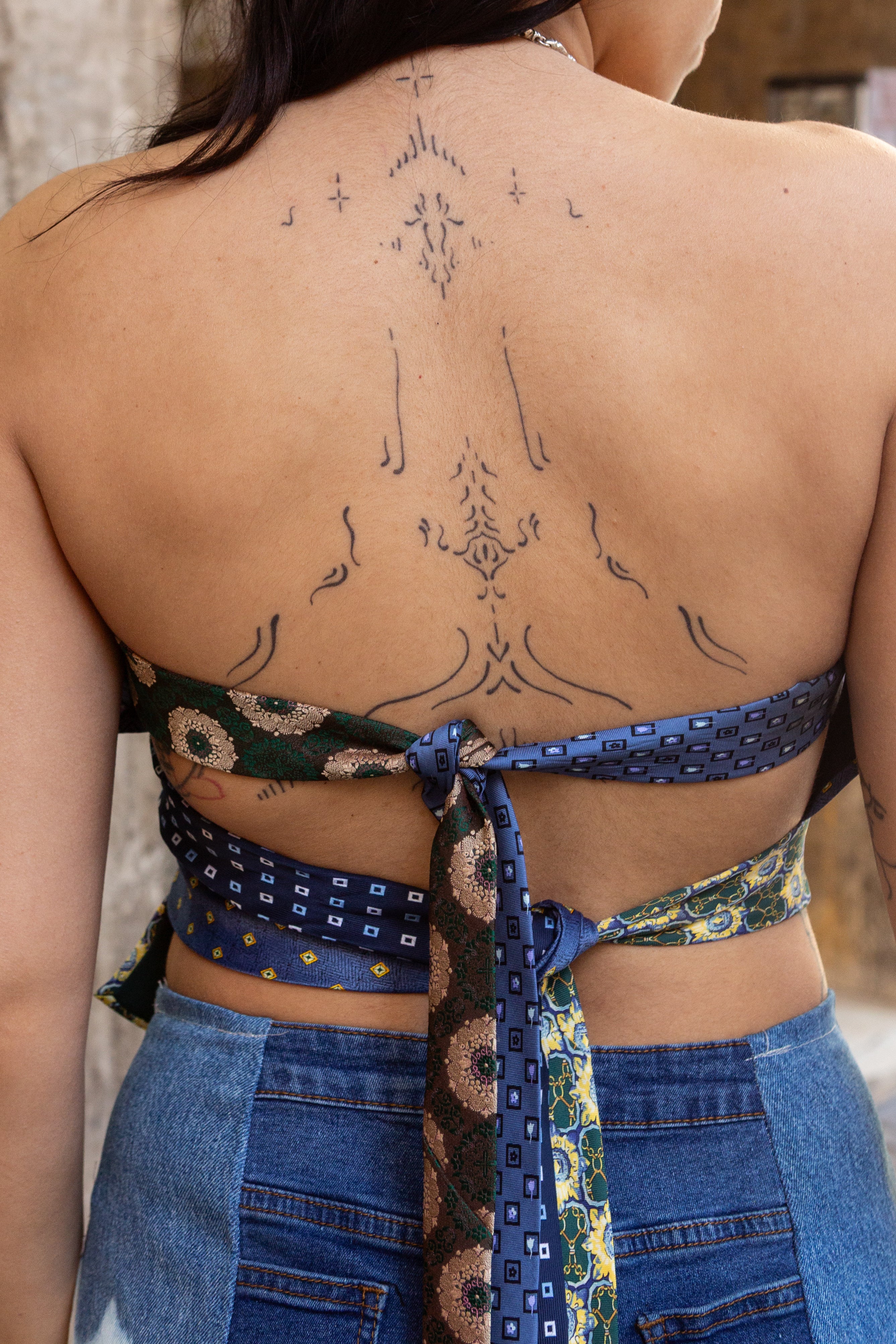 Cosette super hoy up-cycled top with vintage ties