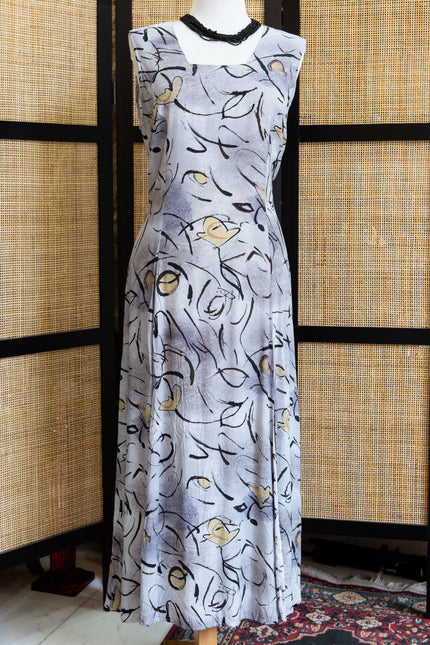 DE VILLE 90s Abstract Print Maxi Sleeveless Dress