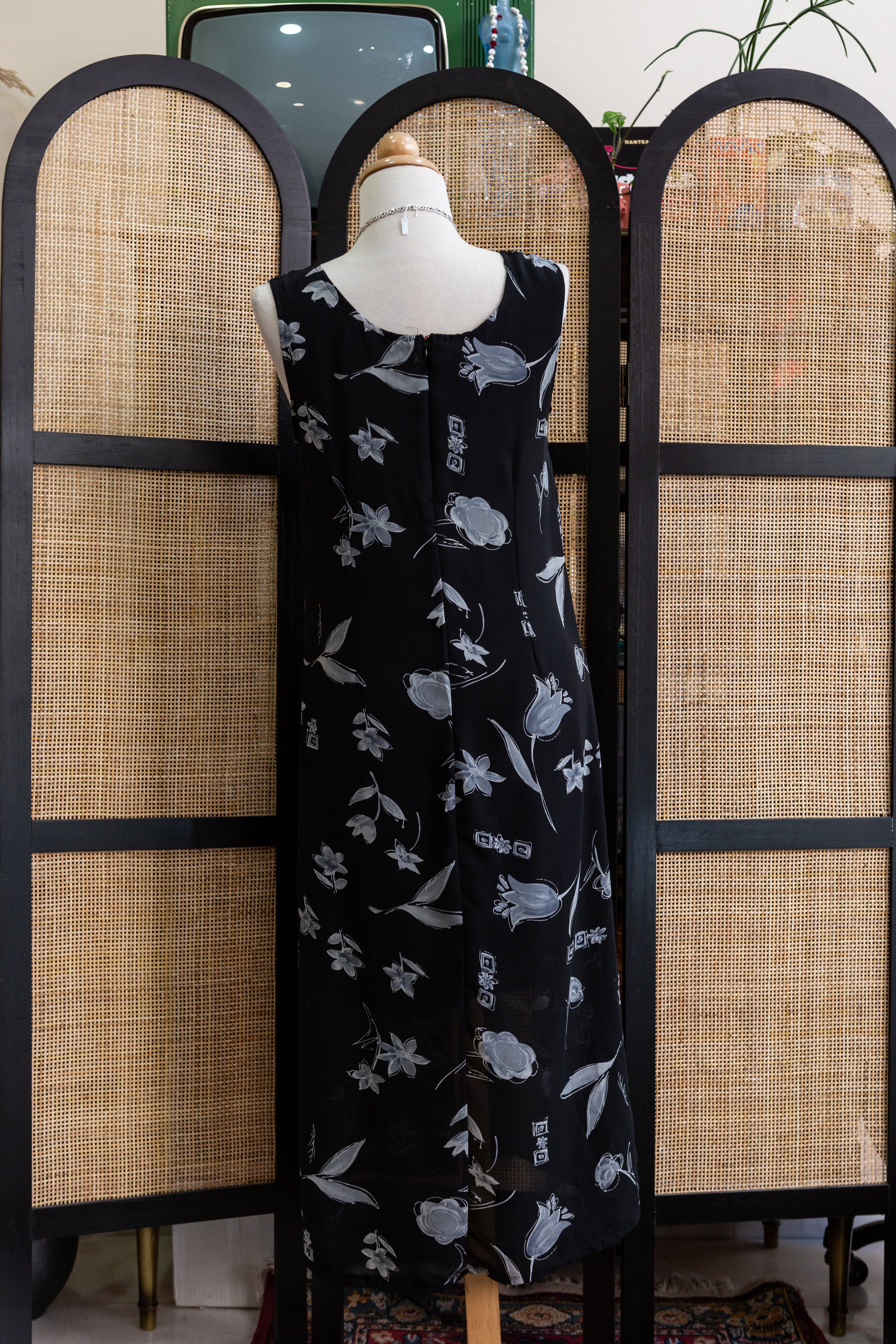 Vintage floral mesh overlay dress