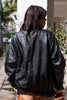 Vintage genuine leather black bomber jacket