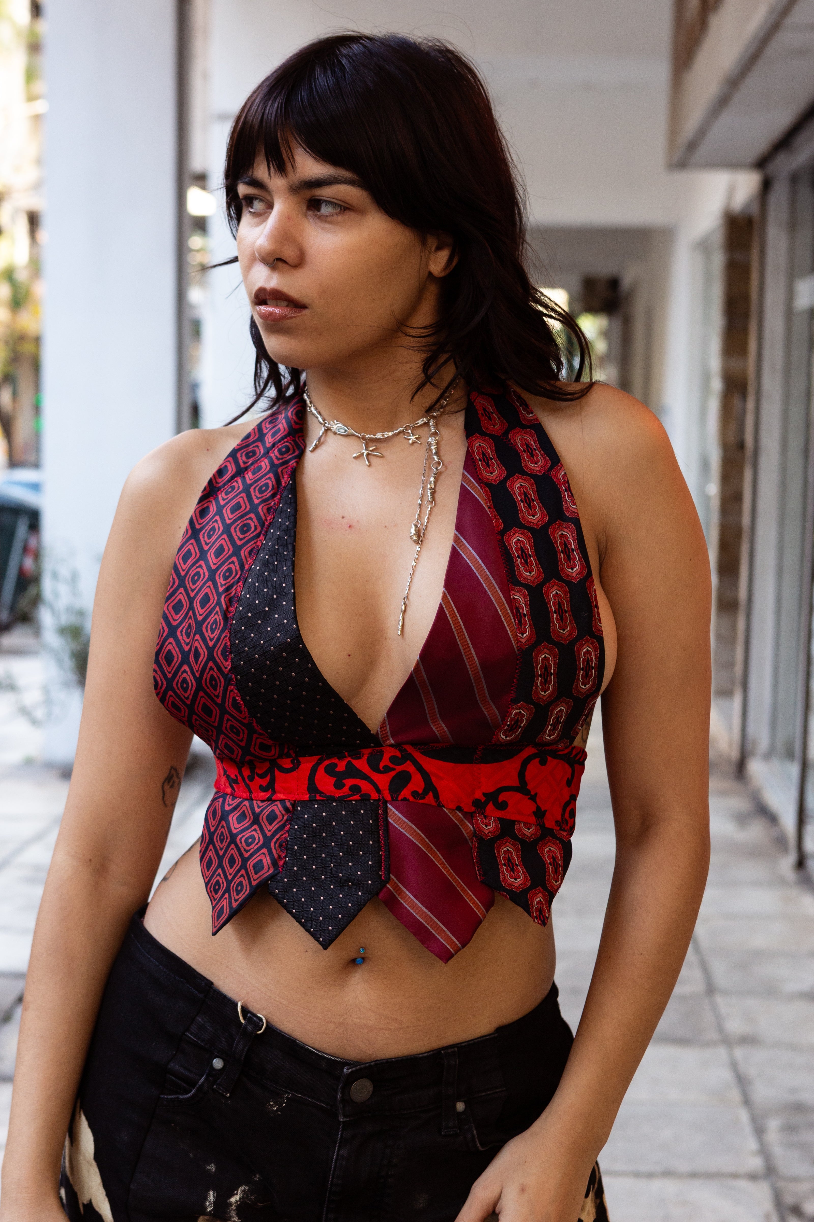 Cosette Stunning Up-cycled top with vintage ties