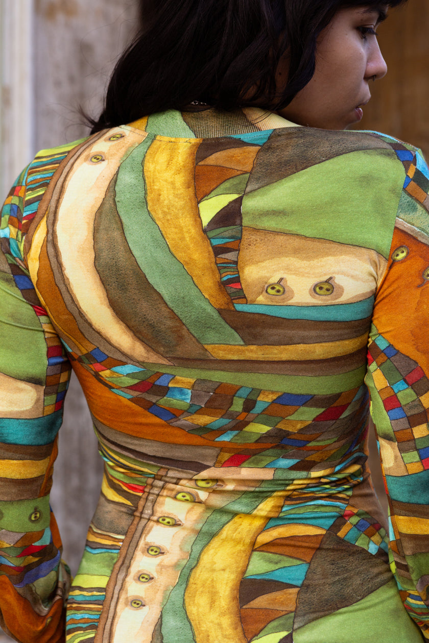 Super cute funky patterned bodycon dress (M/L)