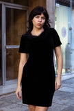 Super cute velvet bodycon dress with feather collar (L)
