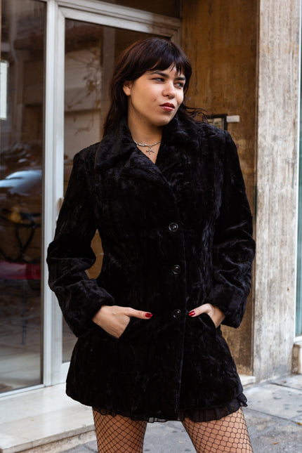 Italian vintage faux fur jacket (M)