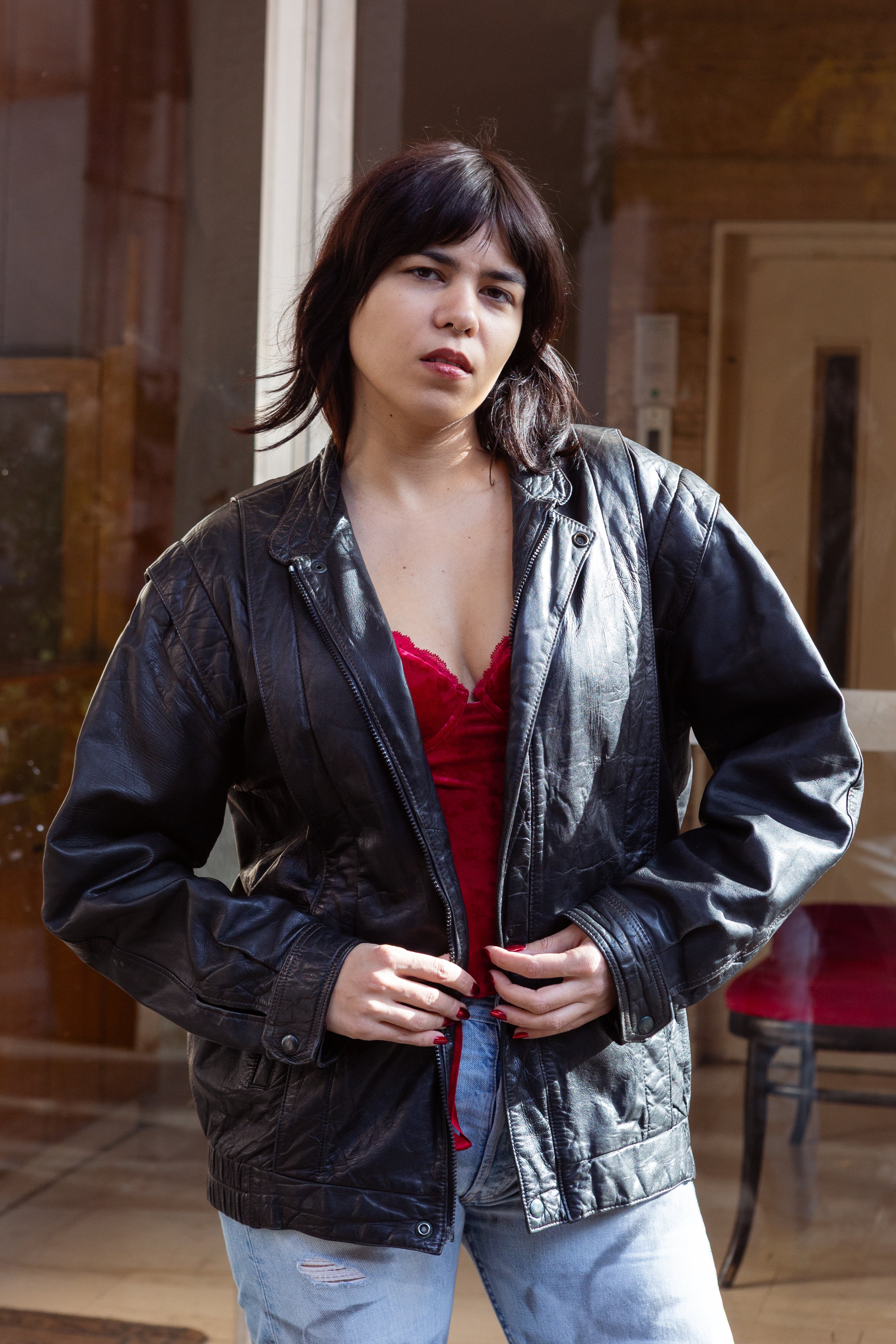 Vintage Men’s leather bomber jacket (L)